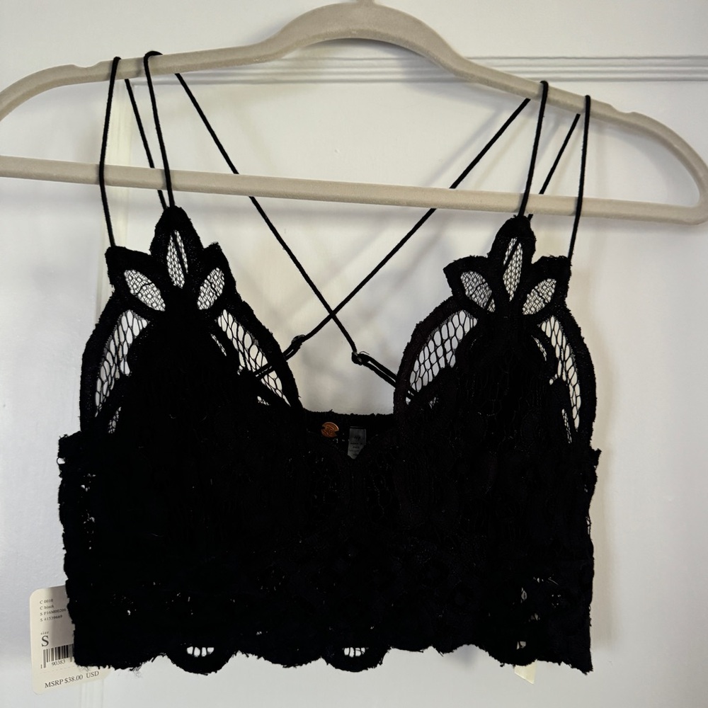 Intimately Free People Adella Longline Black Bralette NWT - Picture 3 of 7